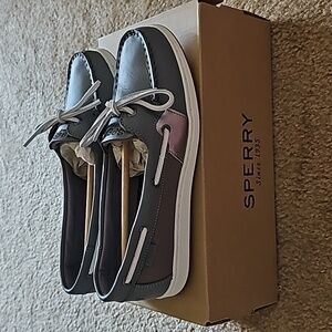 Womens Sperry Coastfish 1 Eye-Tonal Metallic Smoked Pearl